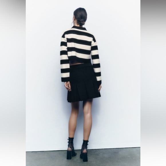 Zara STRIPED CROP KNIT SWEATER. Striped. Size S. New with Tags. - Picture 5 of 8